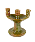 Handmade Tamegroute ceramic candlestick, 19cm. Distinctive Moroccan green glaze, one-of-a-kind. Part of The Home Edit by Boutique Kaotique.