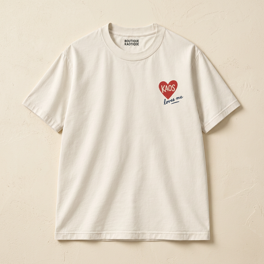 Kaos Loves Me Off-White Organic Cotton Heart T-Shirt