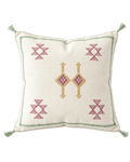 Decorative pillow with geometric patterns on a white background
