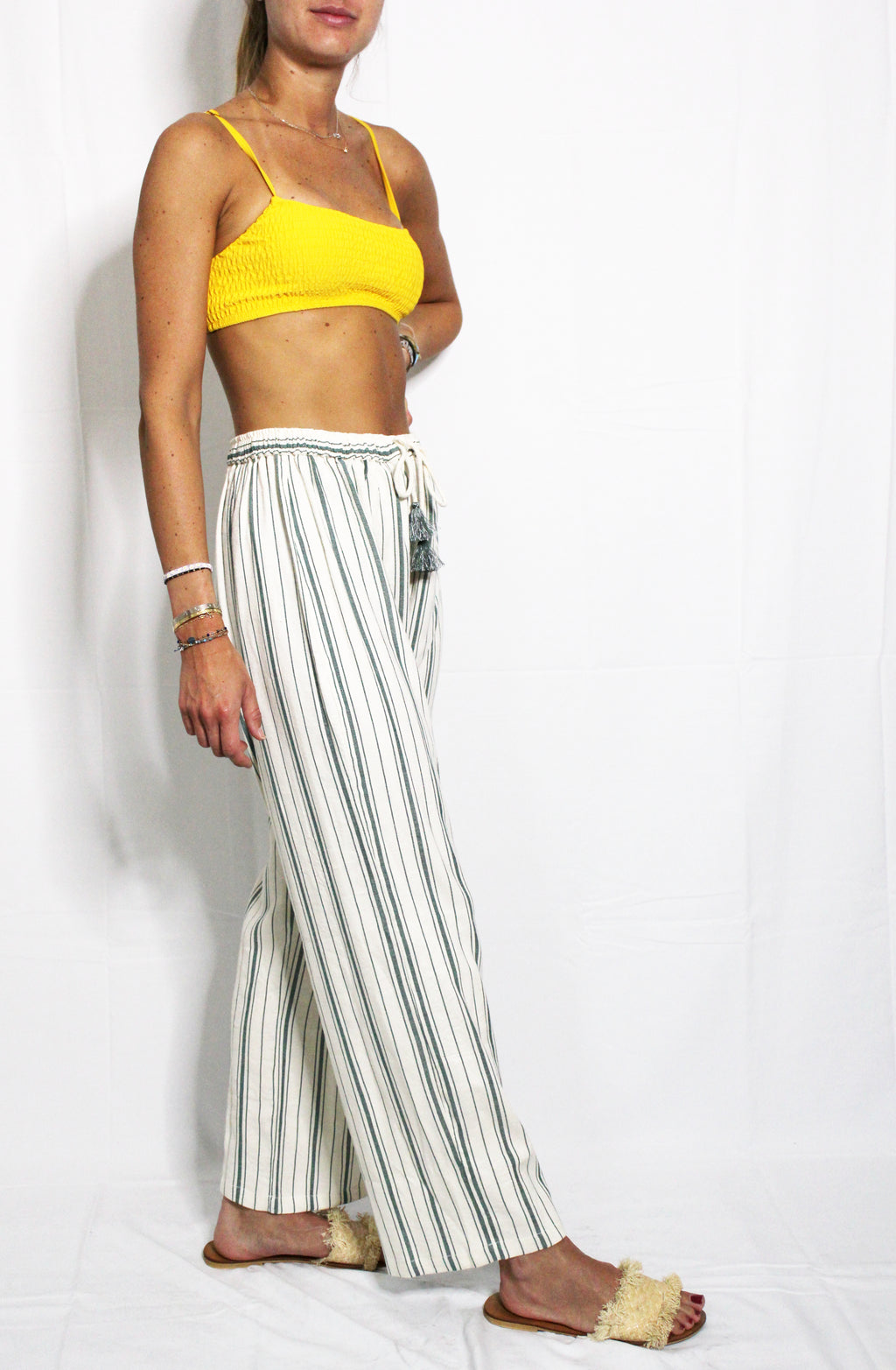 Moroccan Green Stripped Summer Trousers