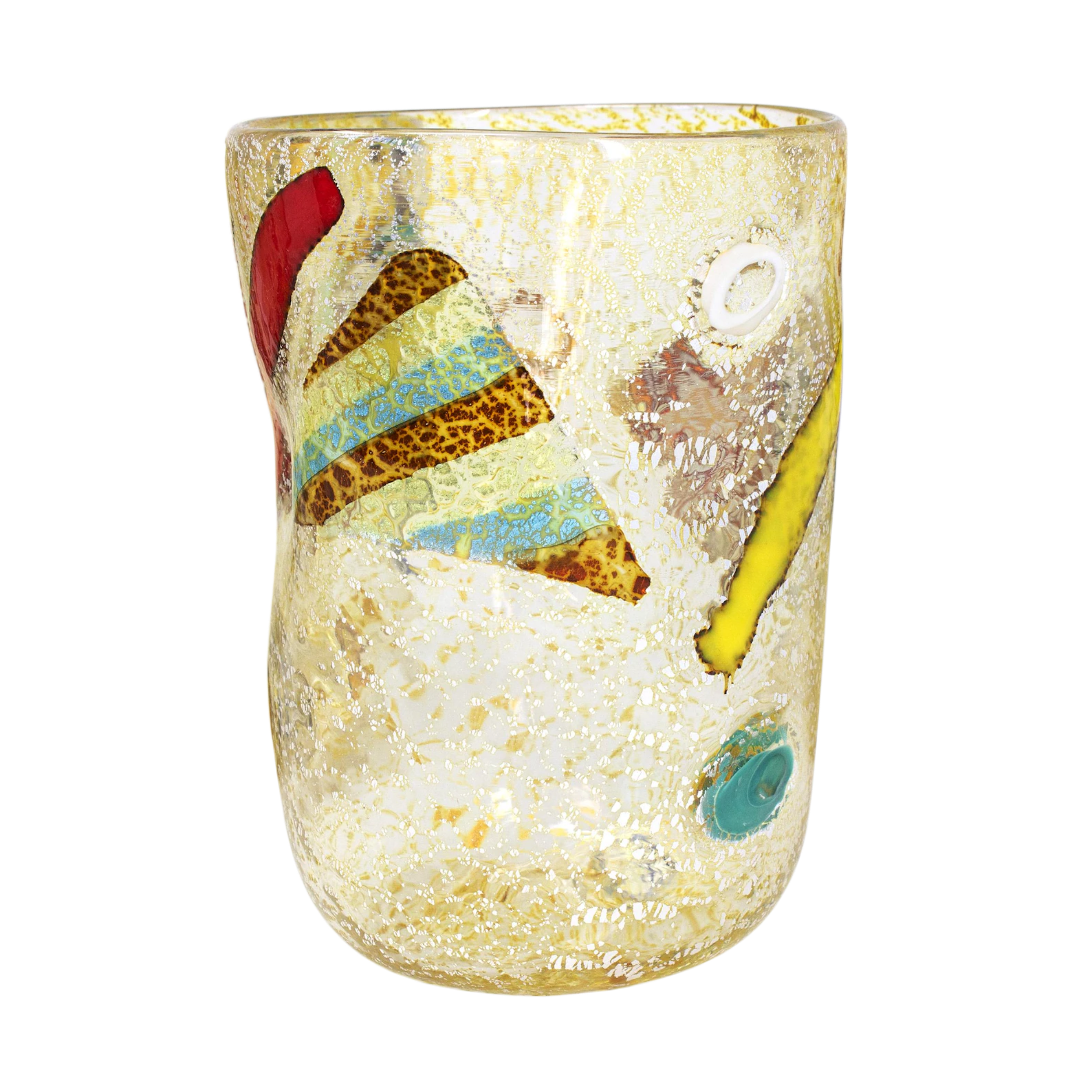 Murano Glass Tumblers Set of 6 Silver Leaf Topaz Amber Venice | BoKa