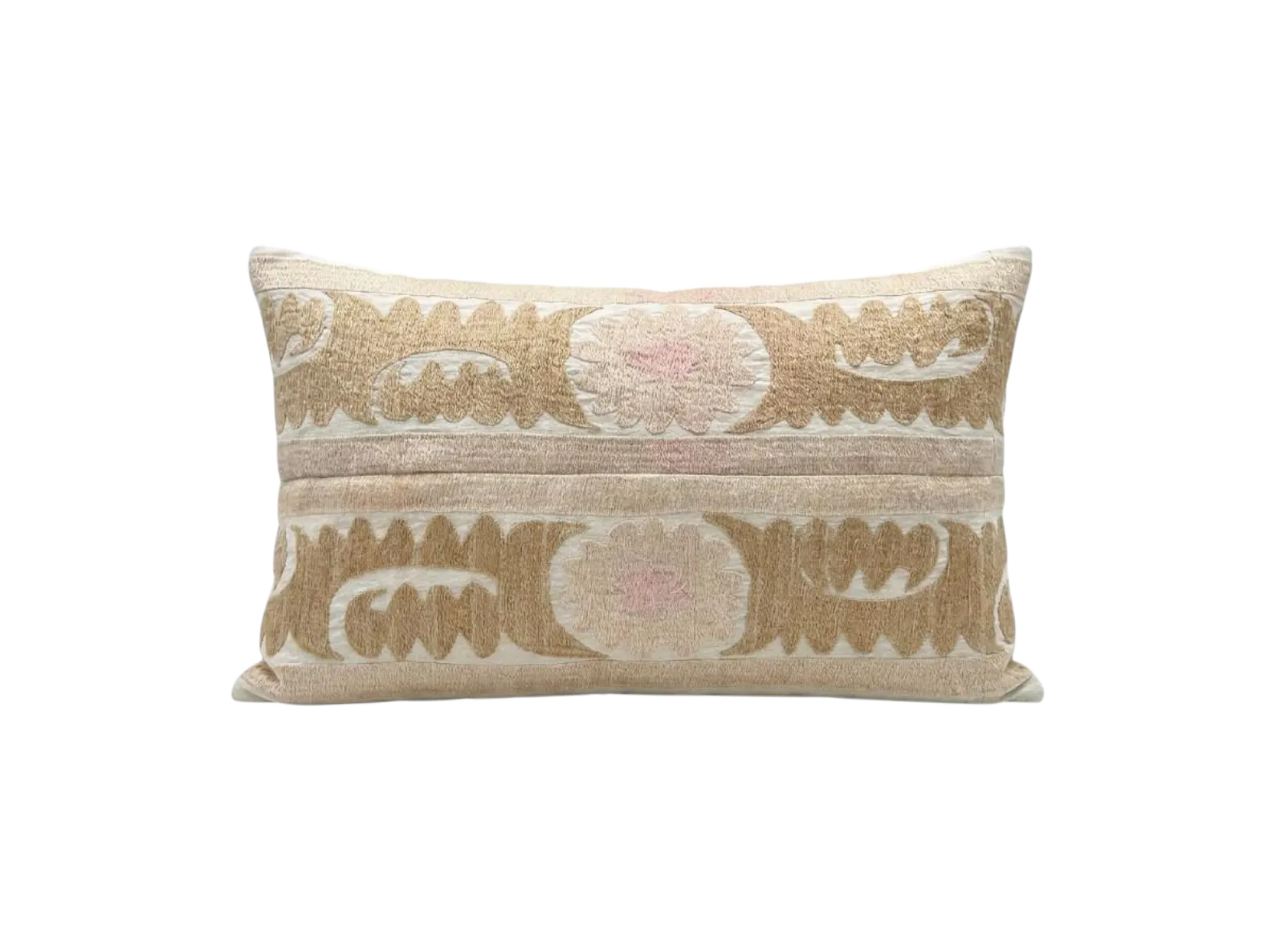 Decorative pillow with intricate patterns on a white background