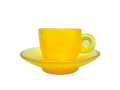 Vintage Murano Glass Coffee Set | Yalos | Opal Yellow Iridescent | 6 Cups, Saucers & Milk Jug | 1990s