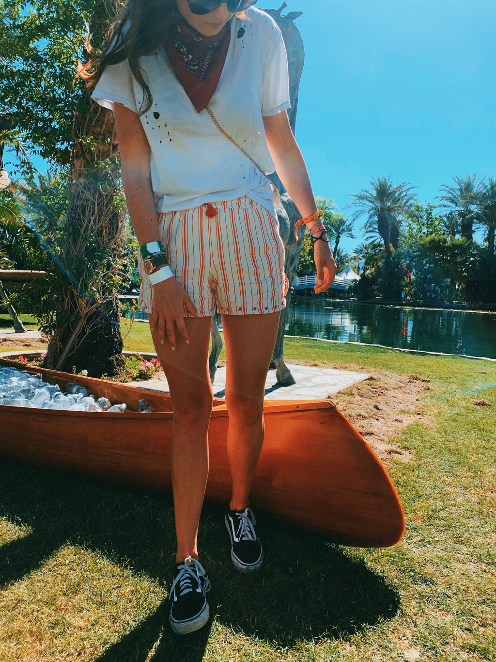 Moroccan Red Stripped Summer Shorts