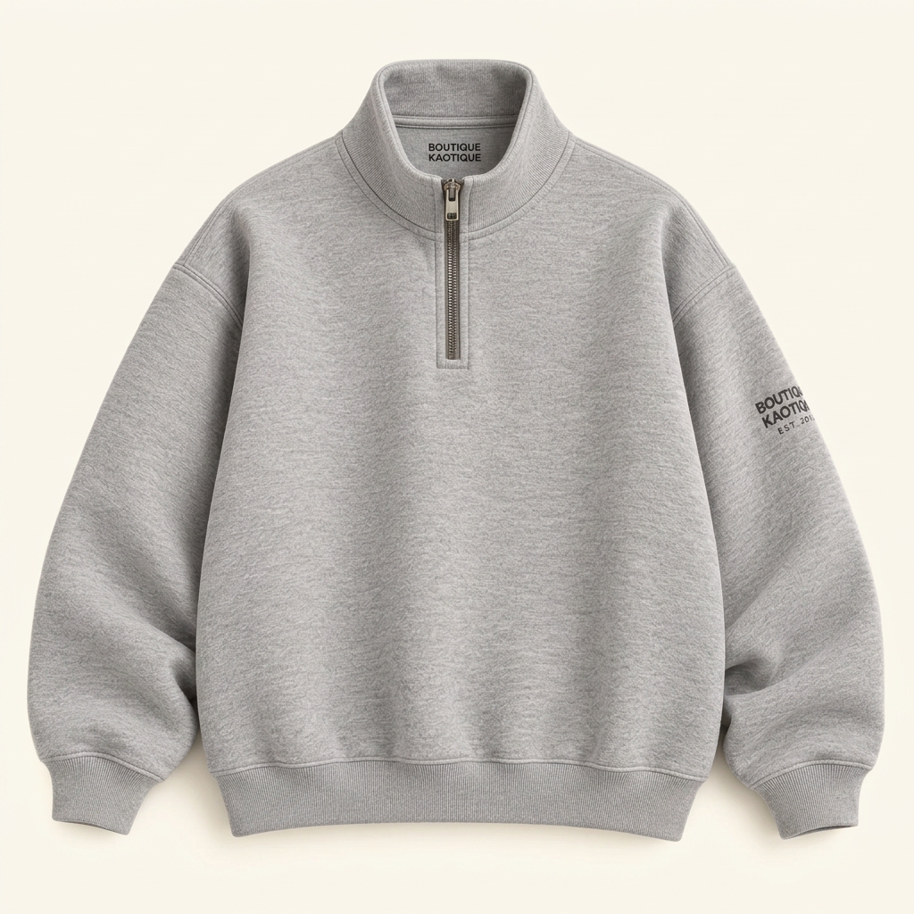 Everyday BoKa Classic Organic Cotton Quarter-Zip Jumper – Heather Grey