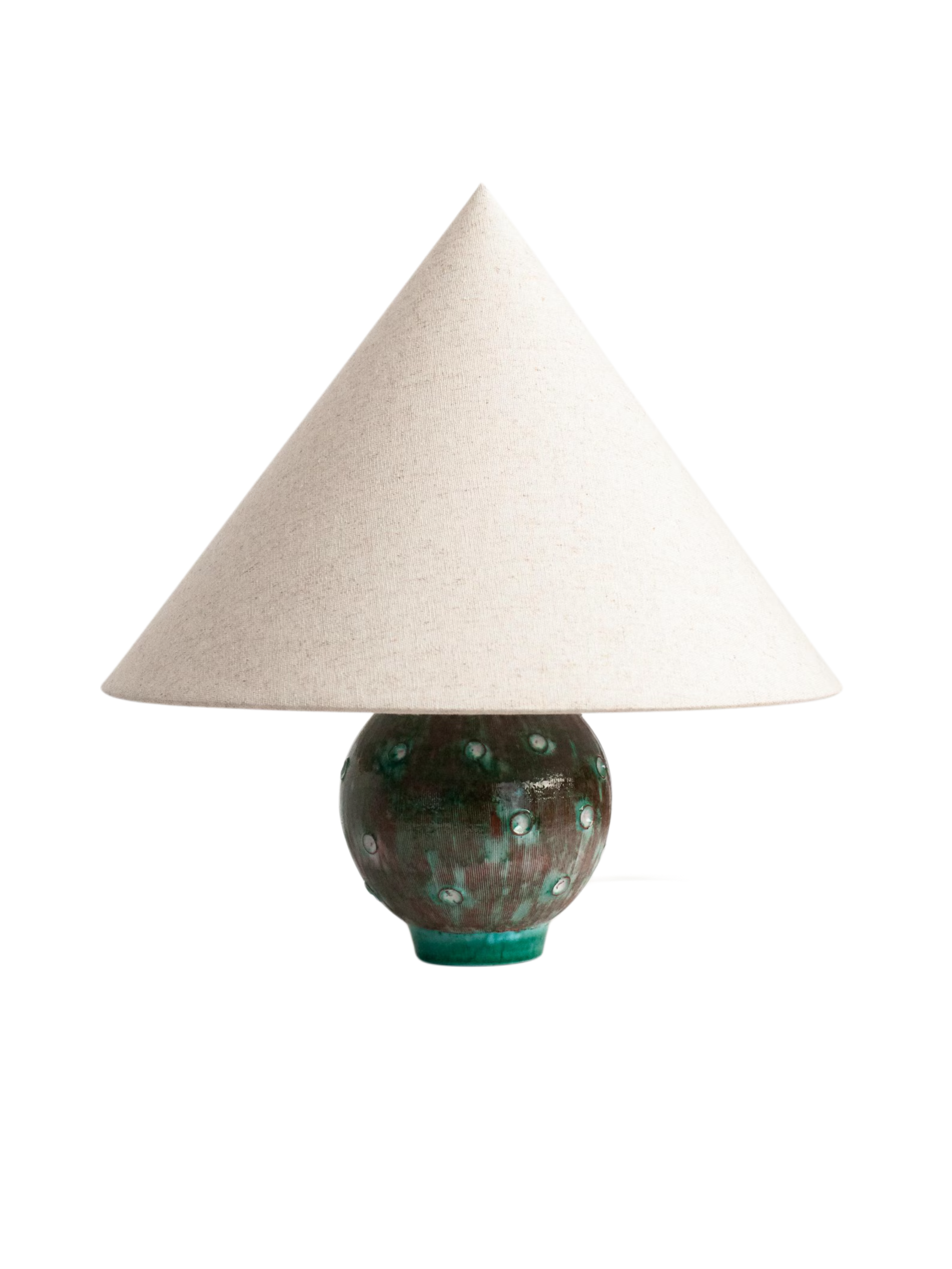 Vintage Studio Ceramic Lamp Base | 1970s Sgraffito Brown & Emerald Glaze | Wabi-Sabi Brutalist Decor