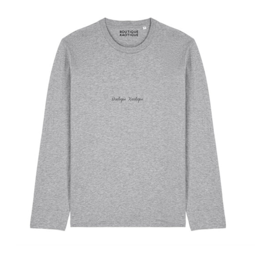 Heather Grey Logo Organic Cotton Long Sleeve T-Shirt.