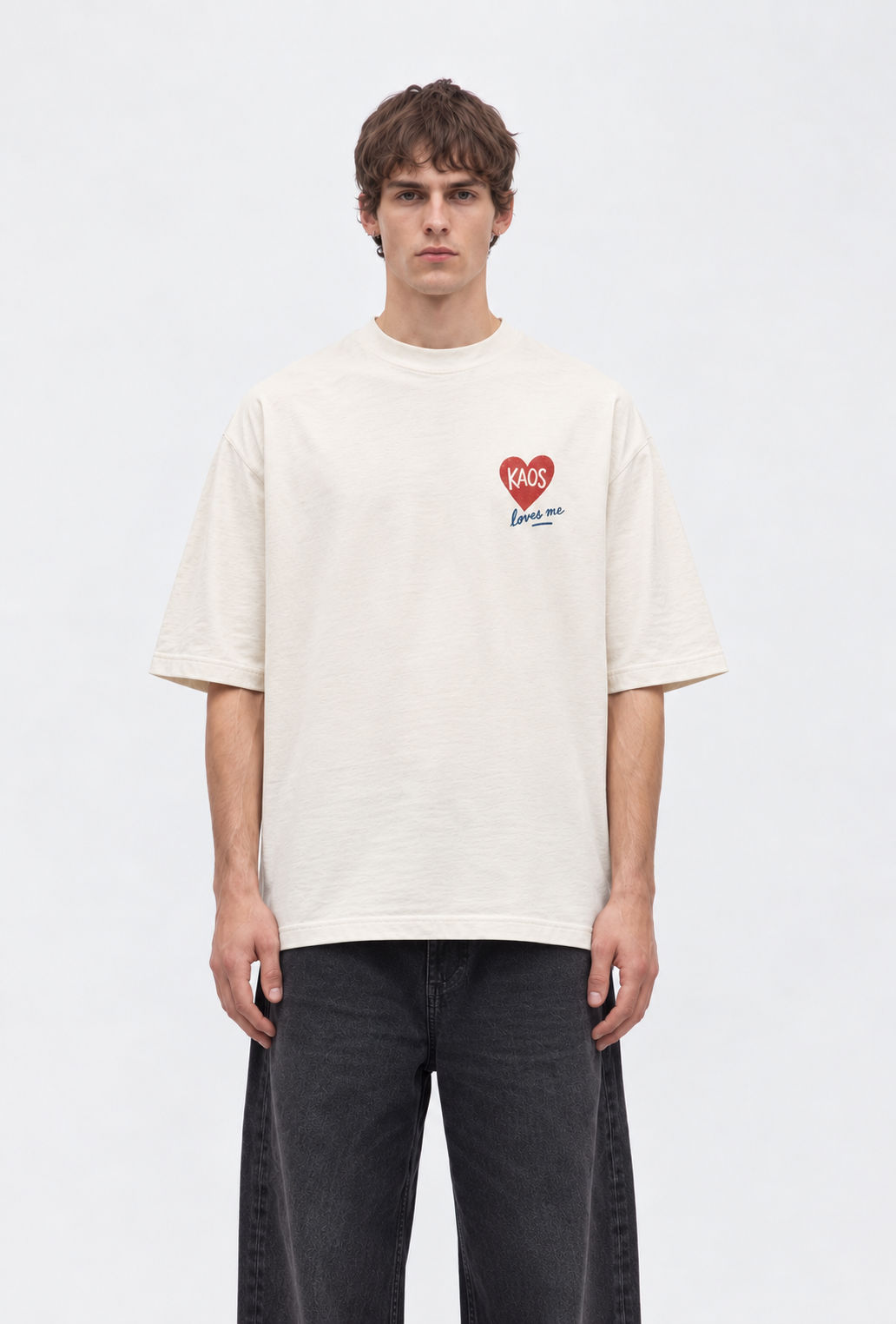 Kaos Loves Me Off-White Organic Cotton Heart T-Shirt