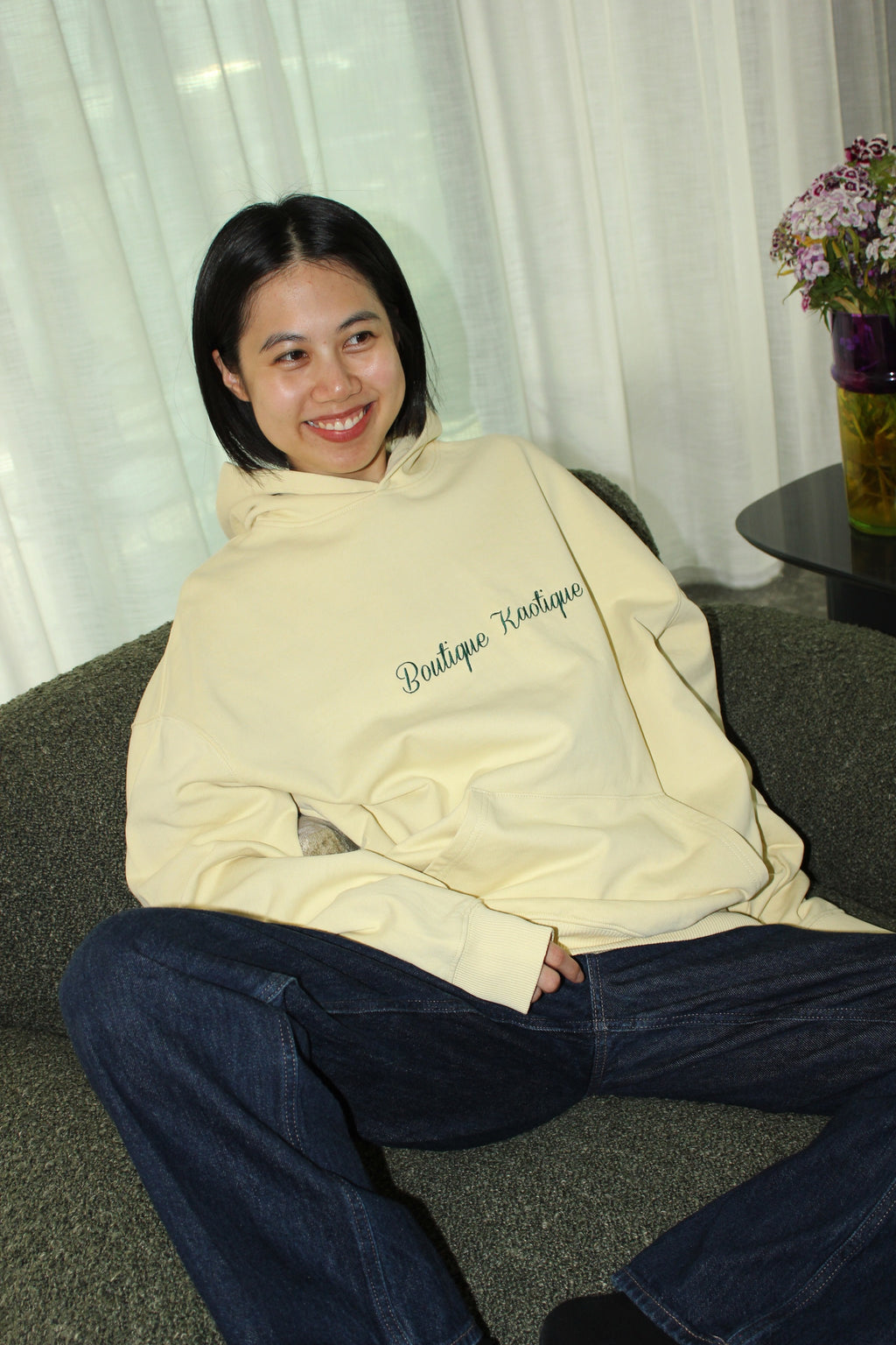 Butter Yellow Logo Organic Hoodie.