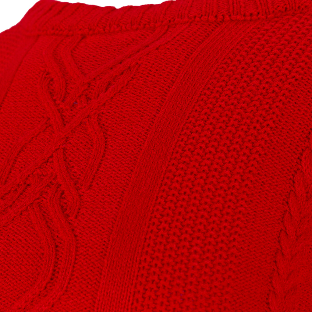Knitted Long Sleeve Crop Top - Red