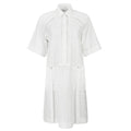 White shirt dress with short sleeves on a white background. Indonesian cool summer dress — handmade designer cotton summer dress from Major Minor Jakarta, relaxed fit, limited edition