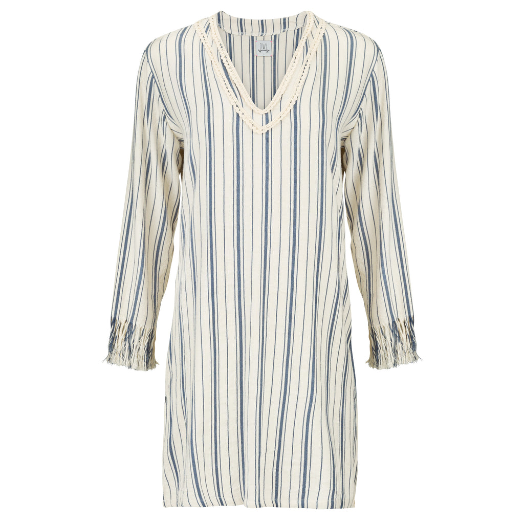 Moroccan Blue Stripped Summer Cover Up