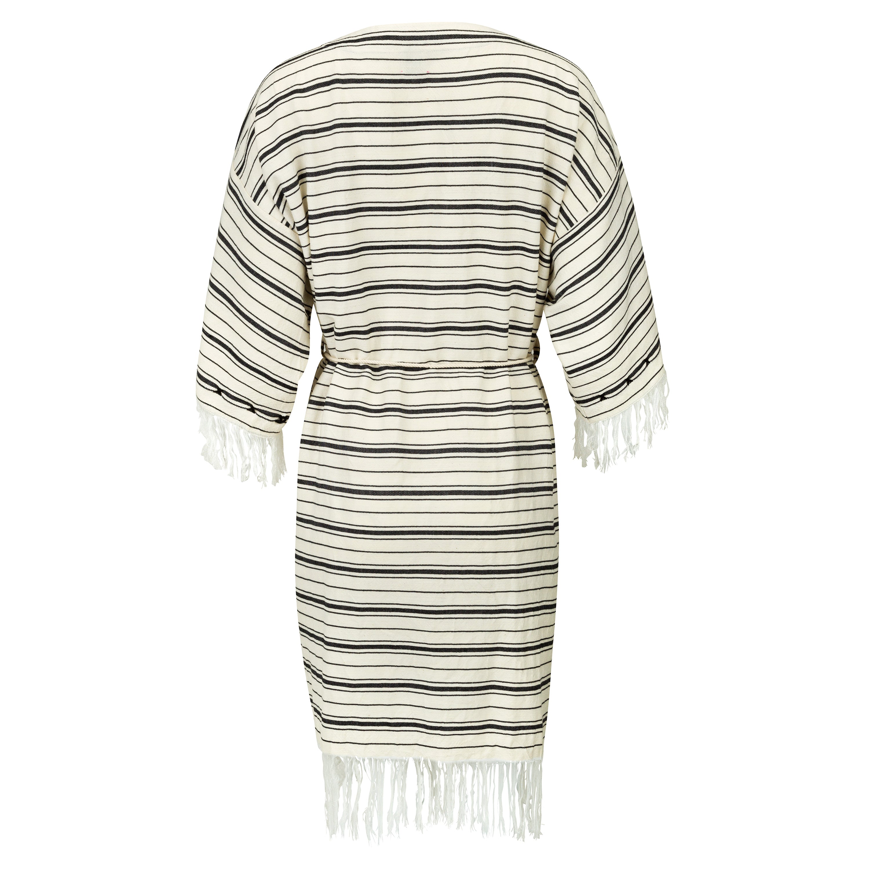Moroccan Black Stripped Summer Cover Up With Ribbon