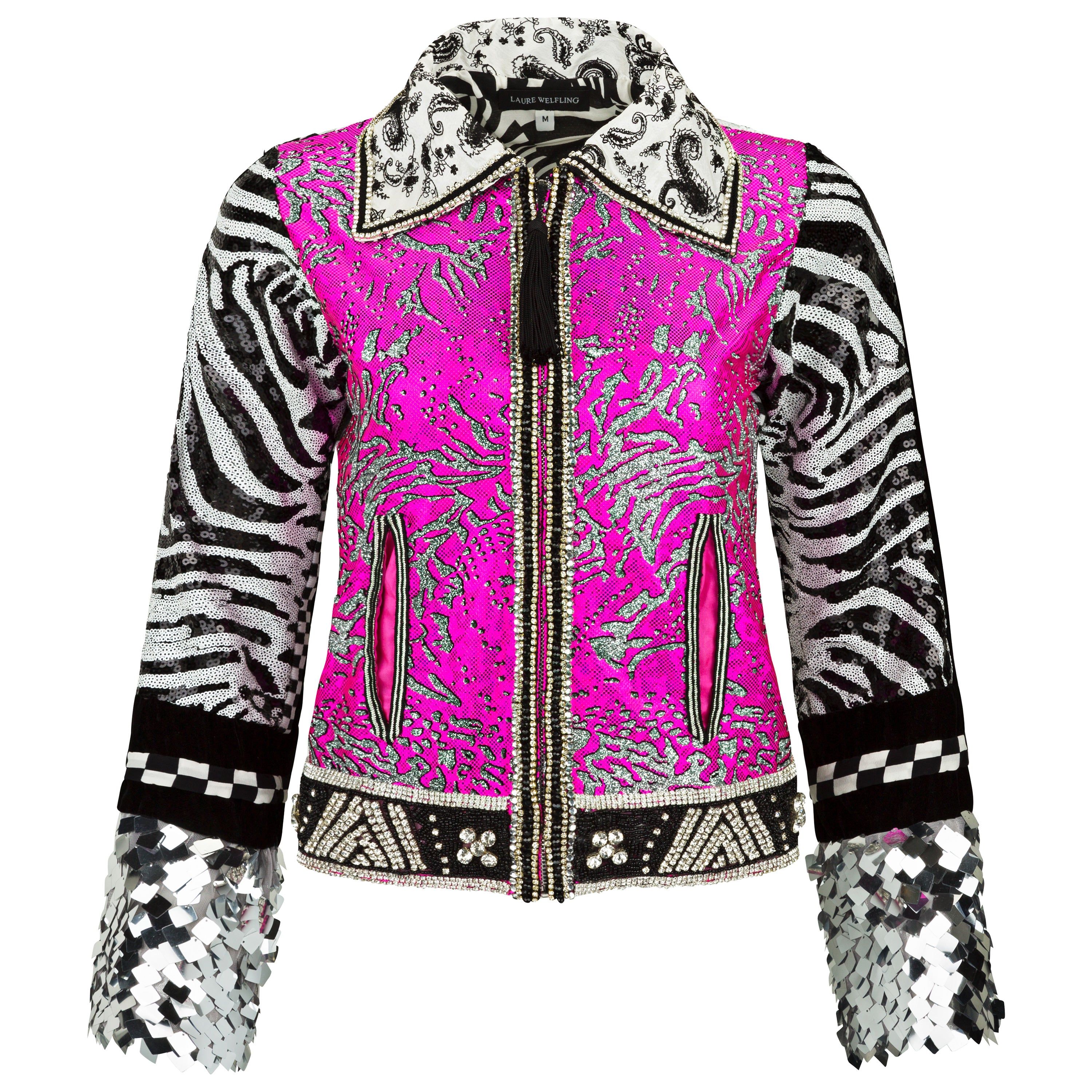 Pink Zebra Print Biker Jacket