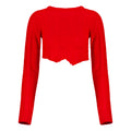Knitted Long Sleeve Crop Top - Red