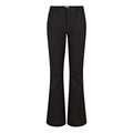 Black flared pants on a white background. Flared wool trousers — handmade designer flared wool trousers from Patrick Owen Jakarta, relaxed fit, limited edition winter piece