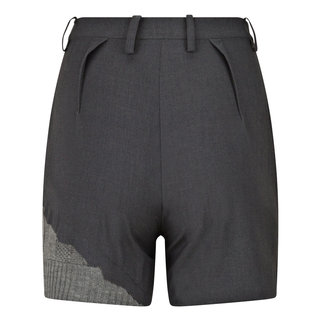 Dark gray shorts with belt on a white background/ Wool blend shorts — handmade designer wool blend shorts from Patrick Owen Jakarta, tailored fit, limited edition piece