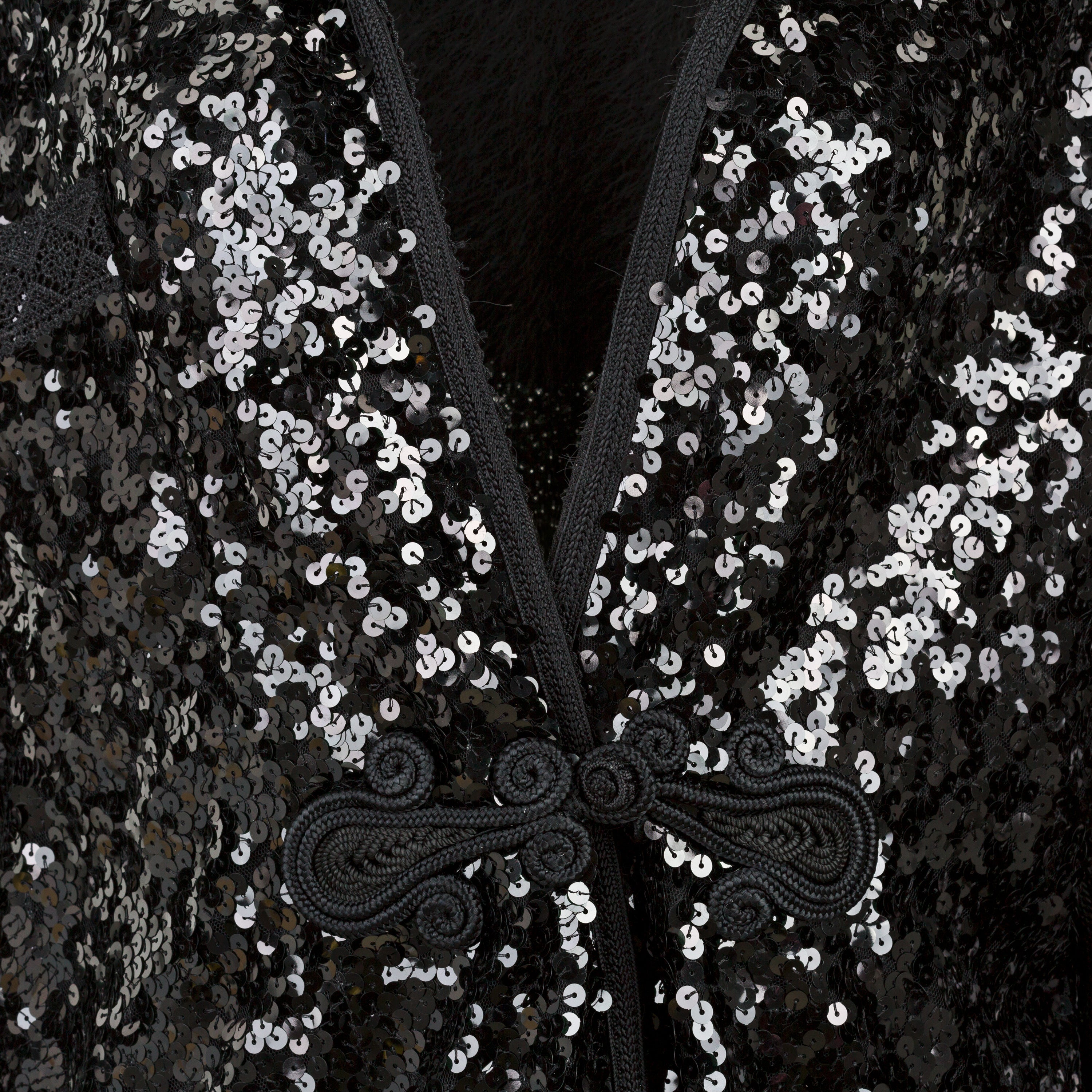 Black Sequins Embroidered Coat