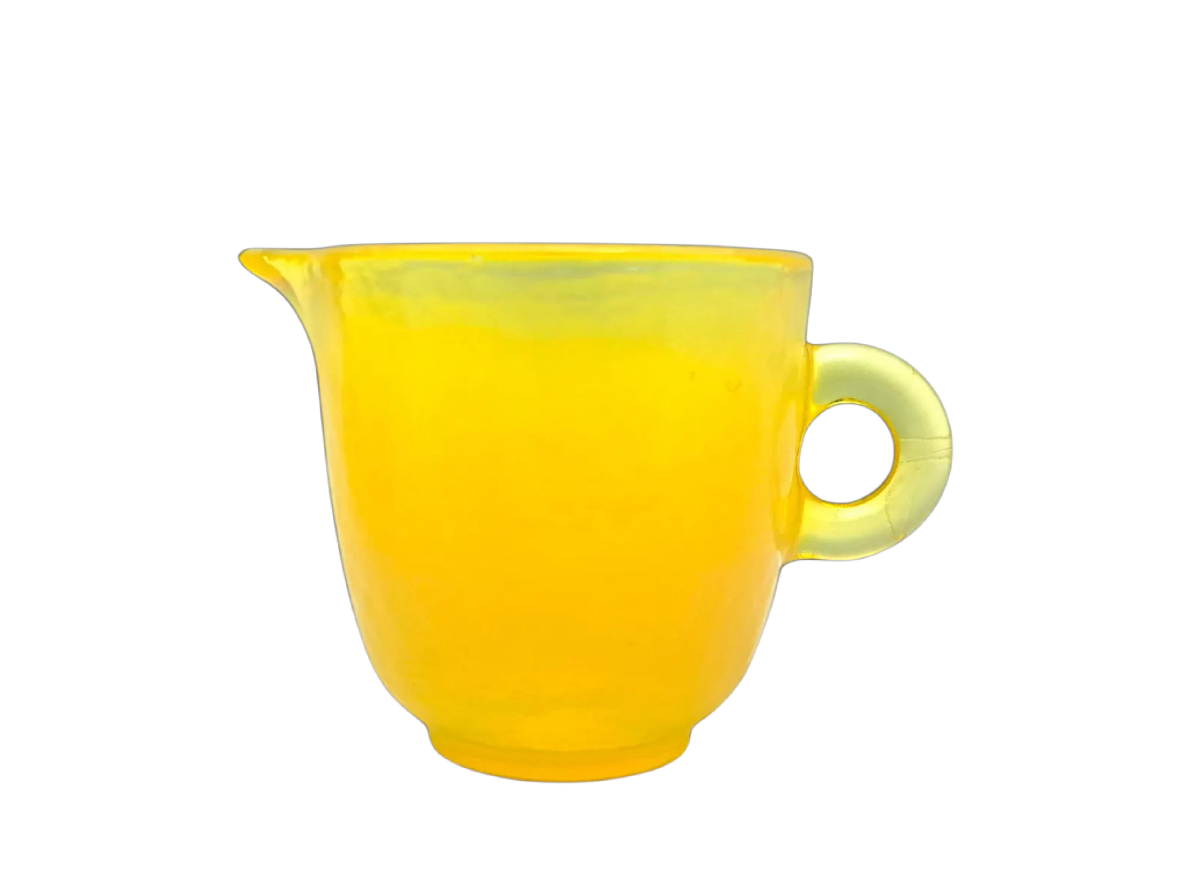 Vintage Murano Glass Coffee Set | Yalos | Opal Yellow Iridescent | 6 Cups, Saucers & Milk Jug | 1990s