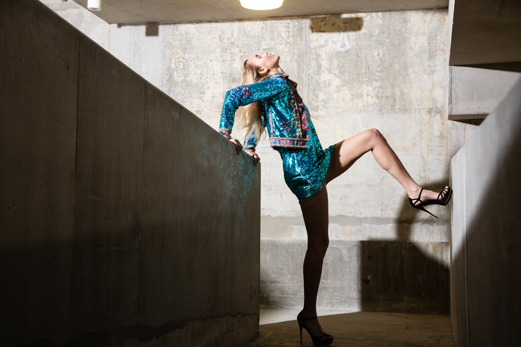 Blue Sequins Party Dress