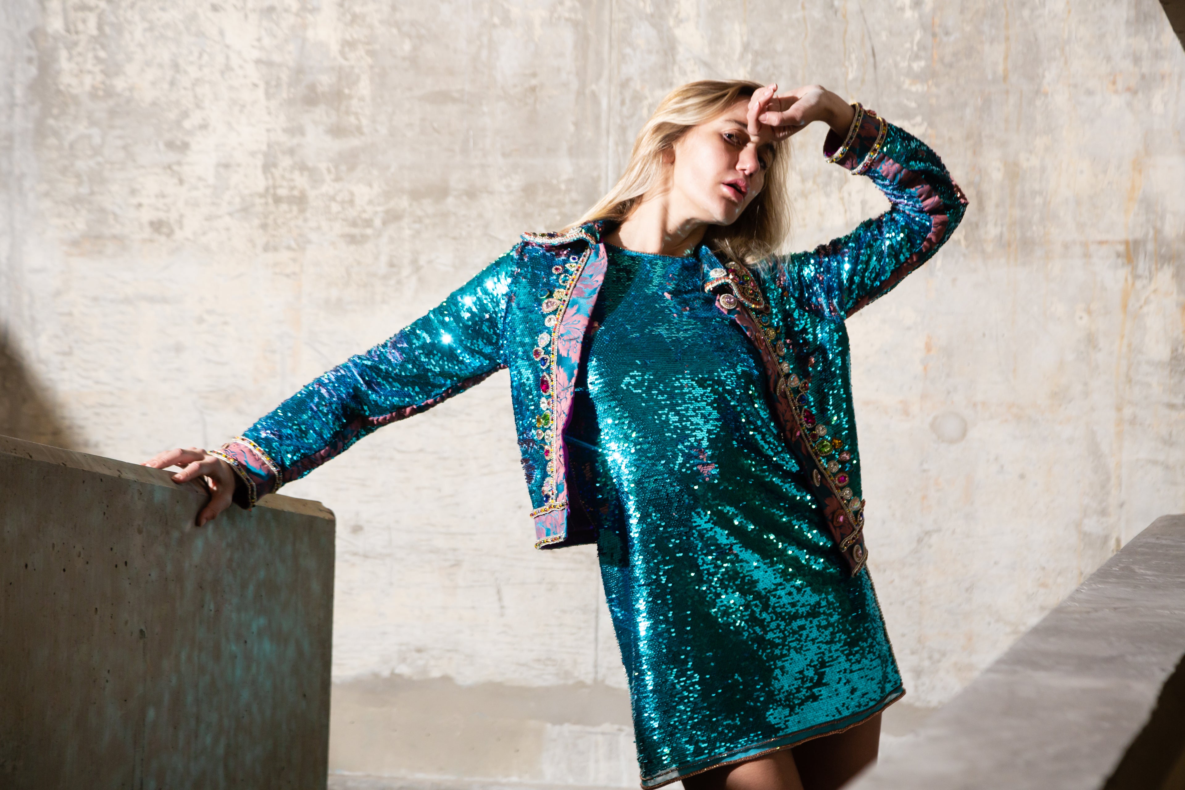 Blue Sequins Party Dress