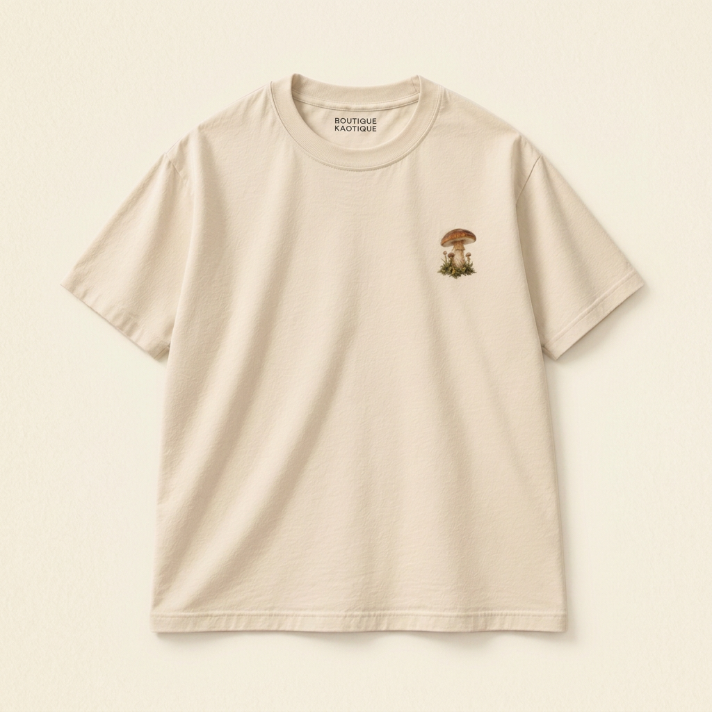 Forest Floor Cream Organic Cotton Mushroom T-Shirt.