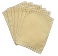 Butter yellow linen cocktail napkins with hand-embroidered drawn-work edges — set of 7, vintage
