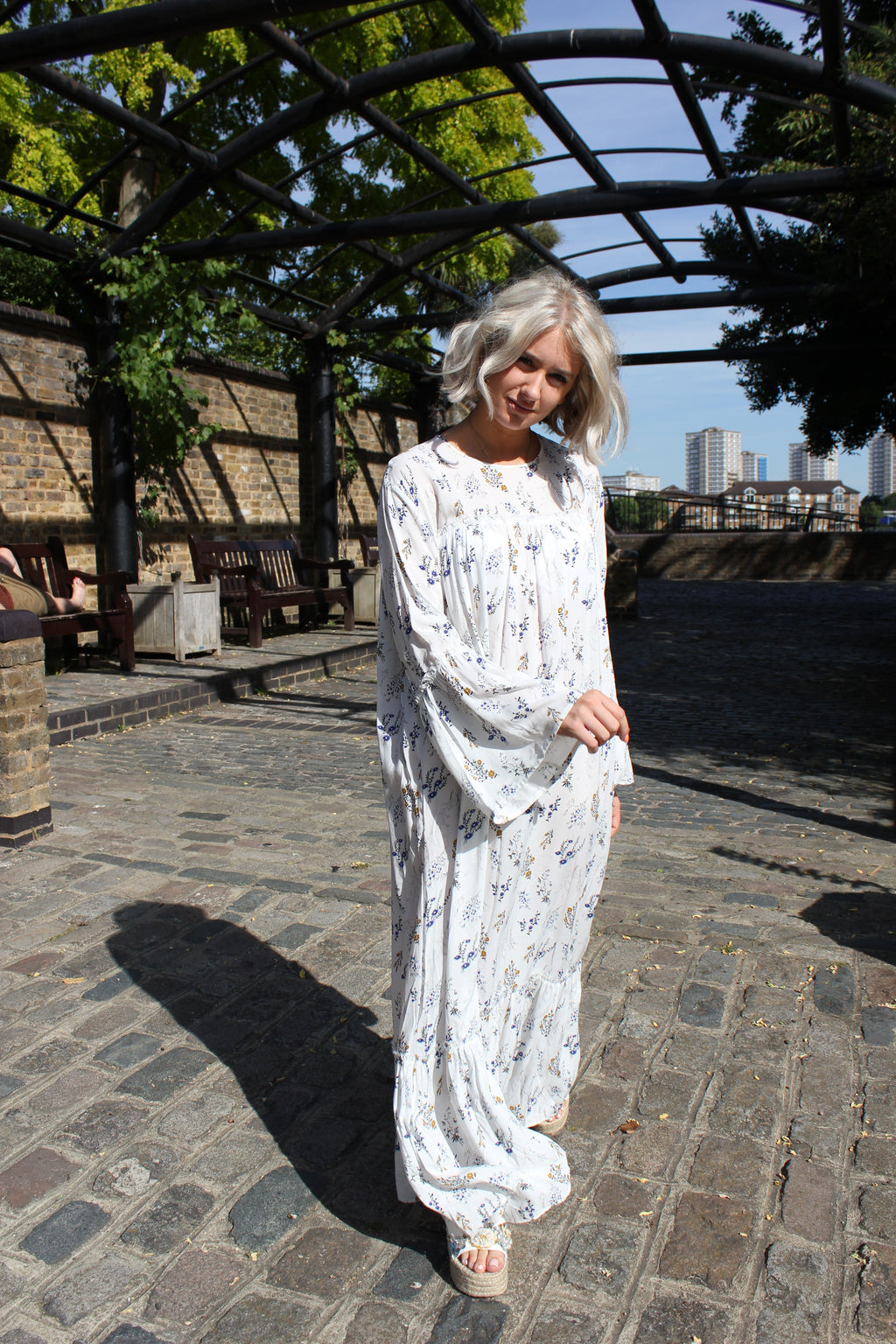 Moroccan White Floral Summer Cover Up