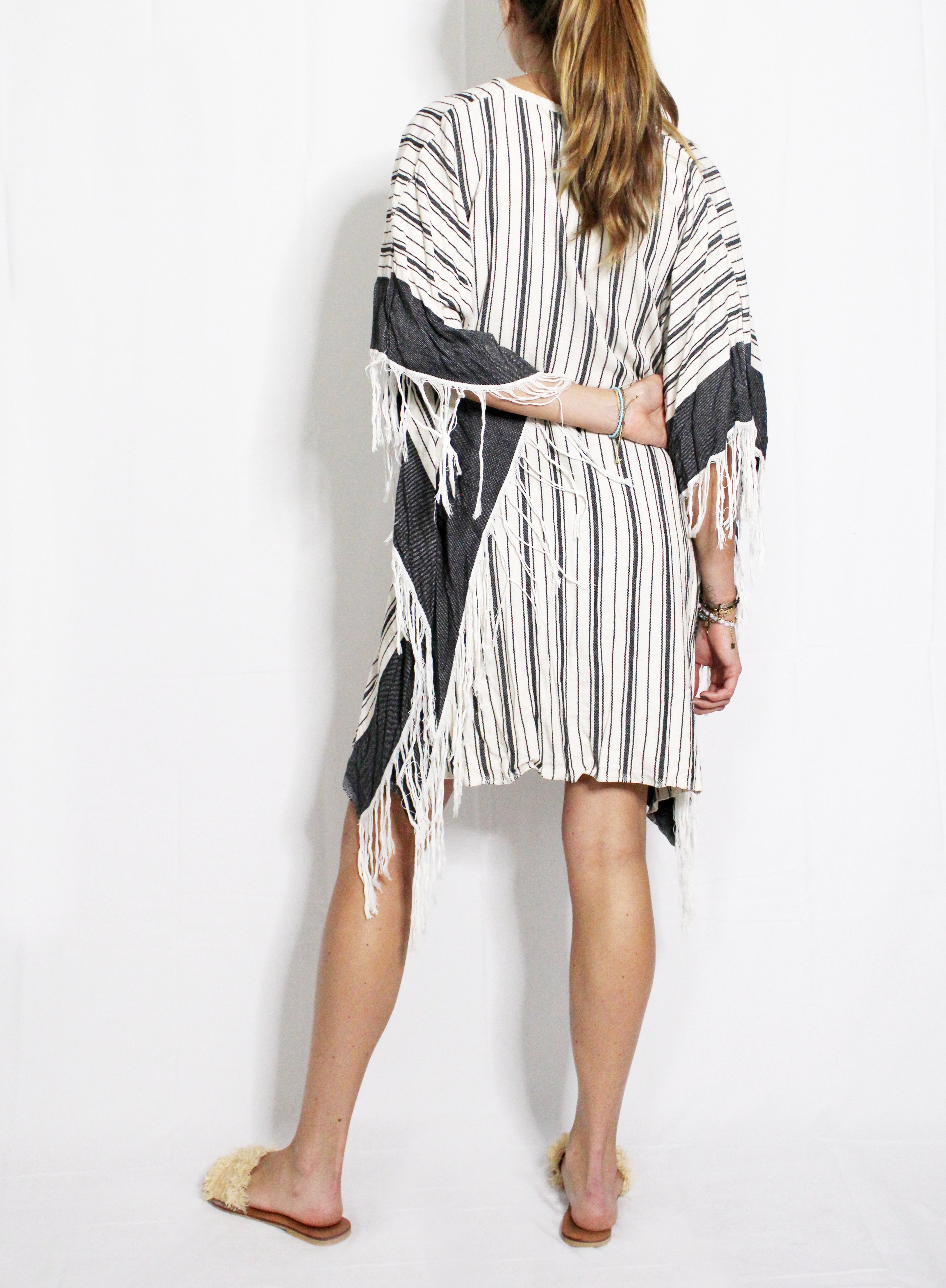 Moroccan Black Stripped Summer Cover Up
