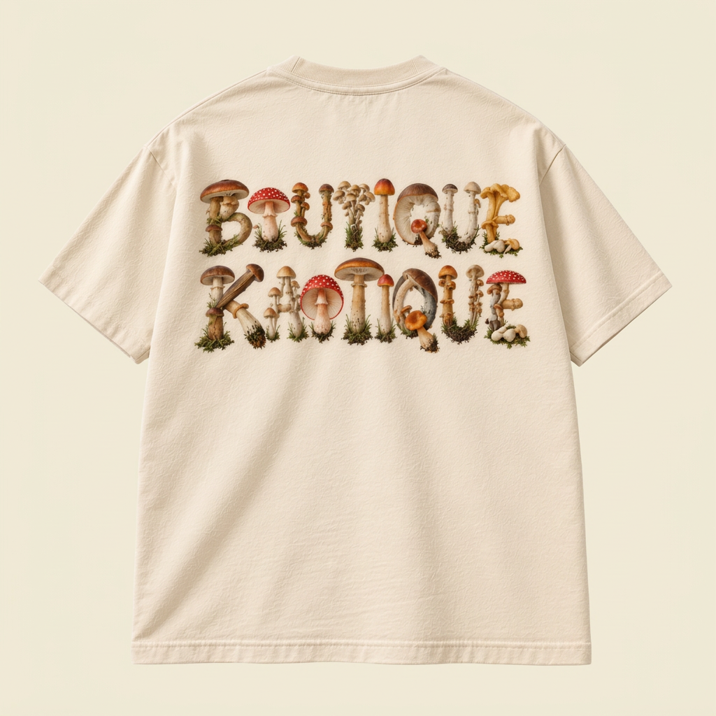 Forest Floor Cream Organic Cotton Mushroom T-Shirt.