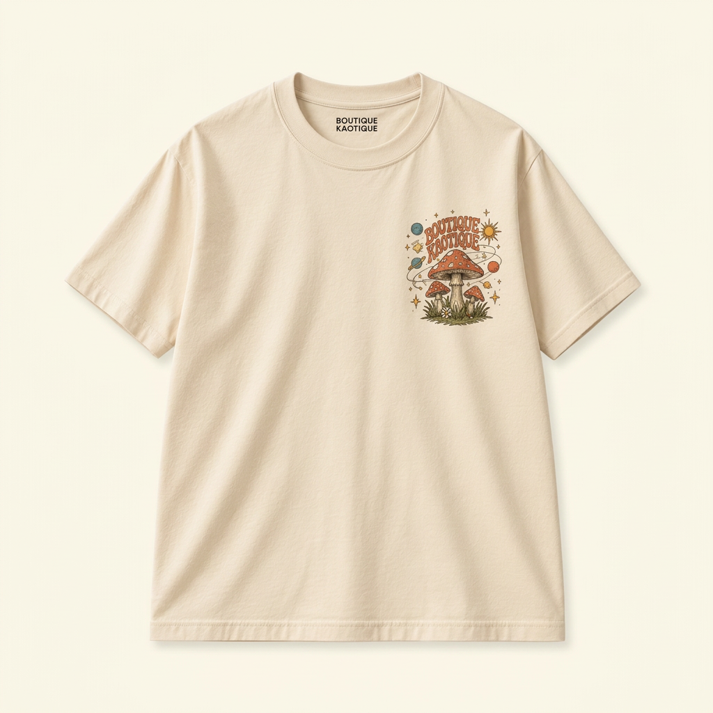Cosmic Caps Cream Organic Cotton Mushroom T-Shirt