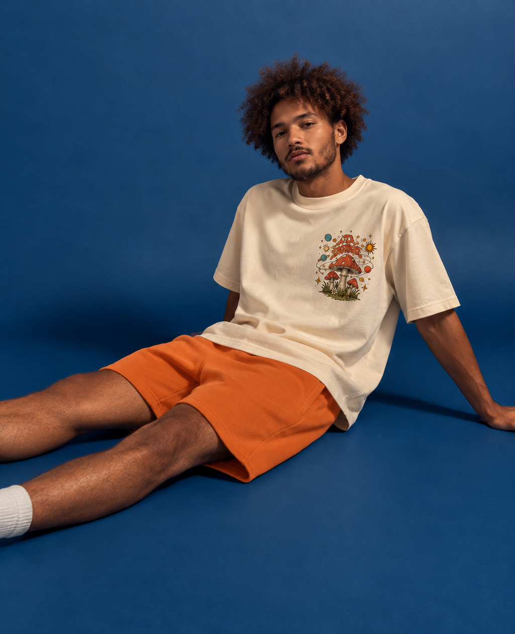 Cosmic Caps Cream Organic Cotton Mushroom T-Shirt