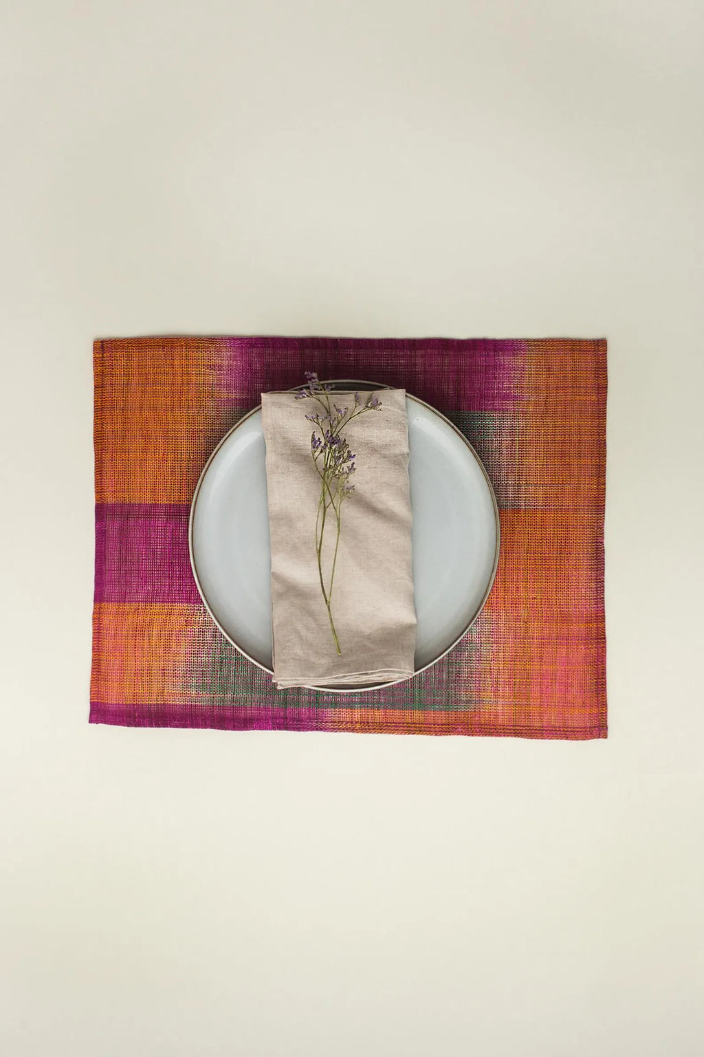 Abaca Ikat Placemats Set of 4 Pink Orange Handwoven Philippines | BoKa