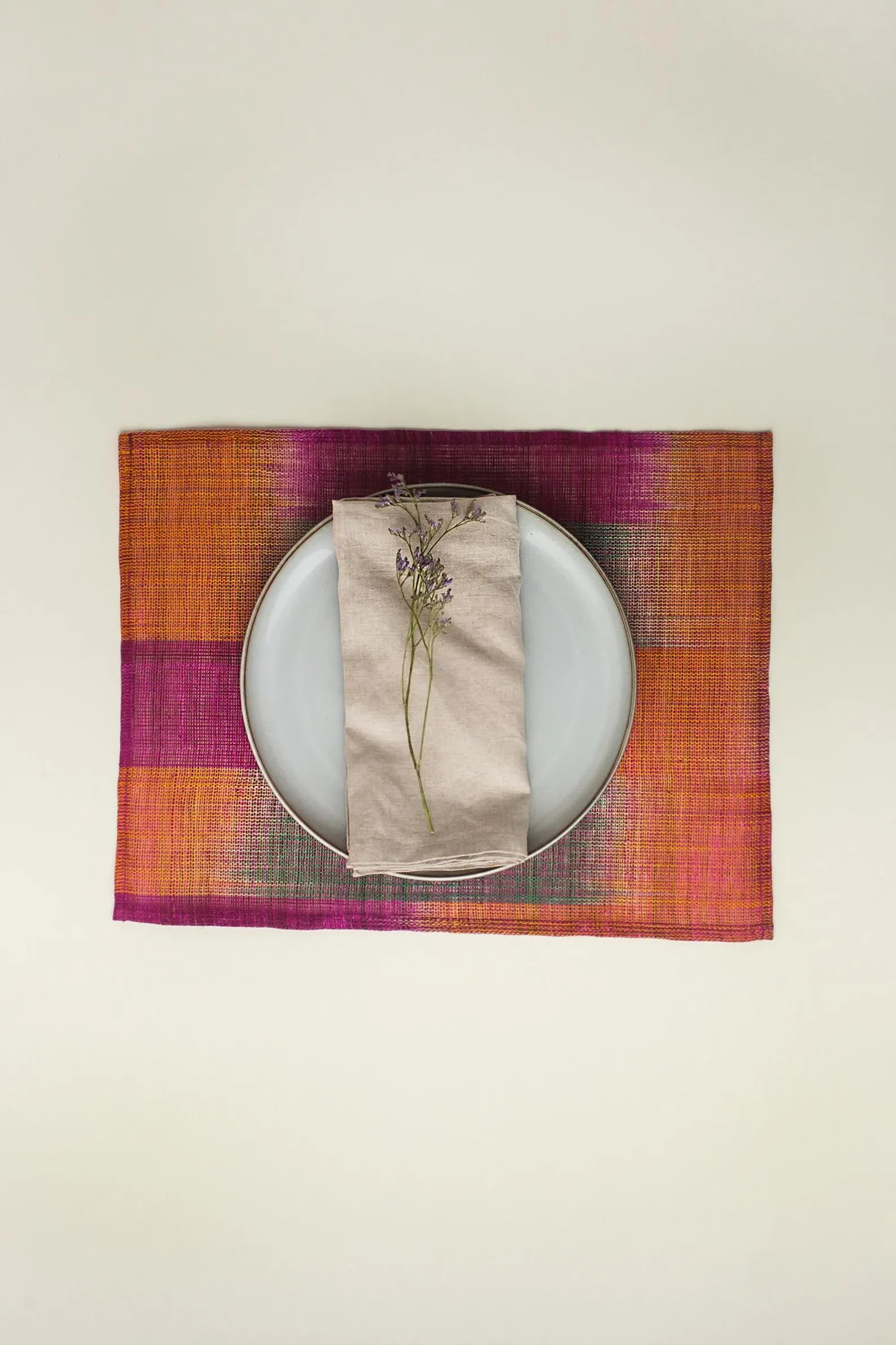Abaca Ikat Placemats Set of 4 Pink Orange Handwoven Philippines | BoKa