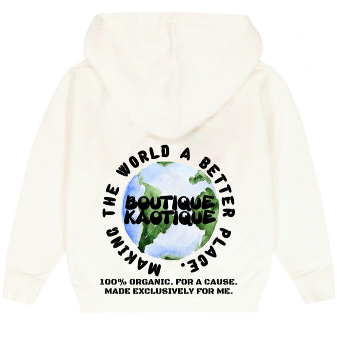 Making The World a Better Place Off White Organic Cotton Hoodie.