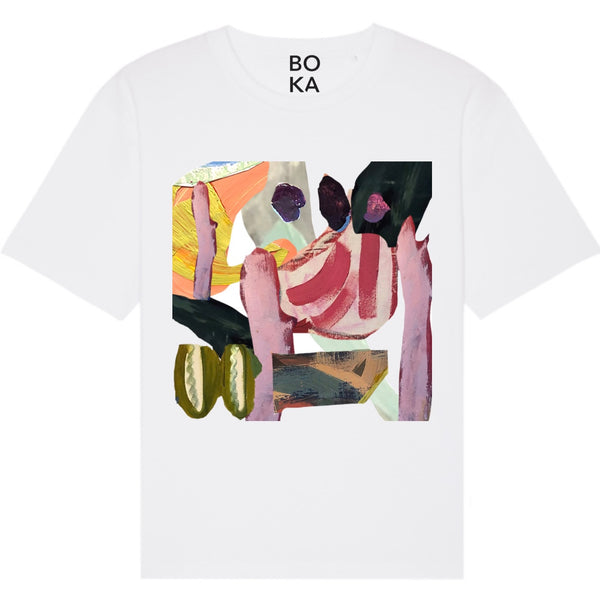 Mixed Feelings affirmation t-shirt — white organic cotton tee with painted print, unisex fit, mental health charity tee designed in London