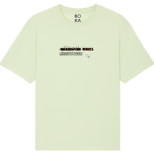 Load image into Gallery viewer, Medi(ca)tation Works Lime Green Organic Cotton T-Shirt.
