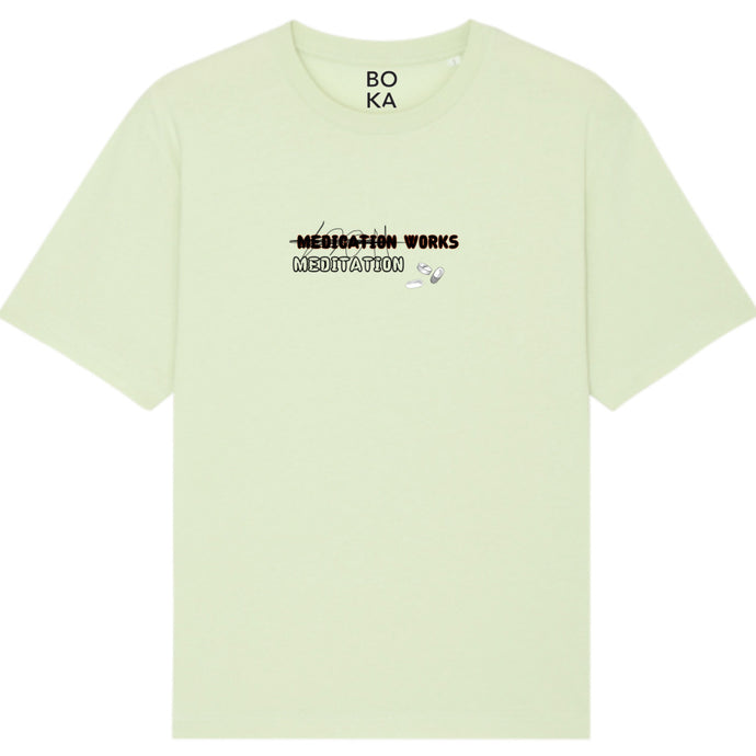 Medi(ca)tation Works Lime Green Organic Cotton T-Shirt.
